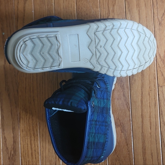 St. John's Bay Women's Size 8M Denton Rain Boots Navy Blue Green Plaid Duck NWOT - Picture 3 of 4
